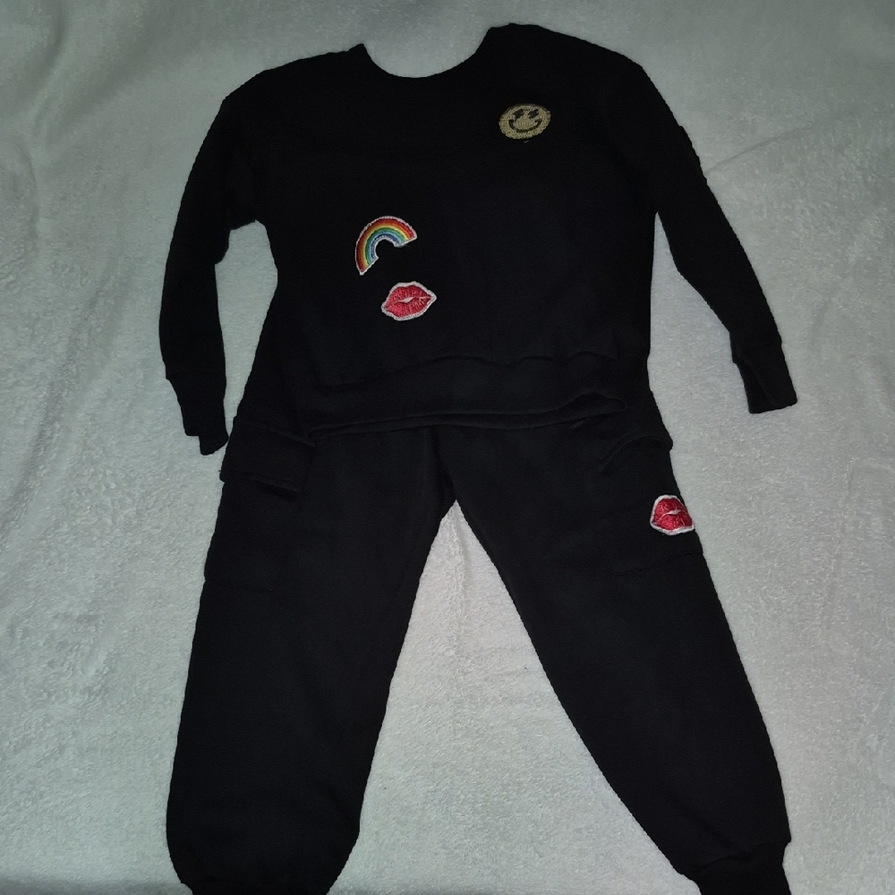 Madden Girl  Black Sweatshirt and Jogger Set Girl Size 5